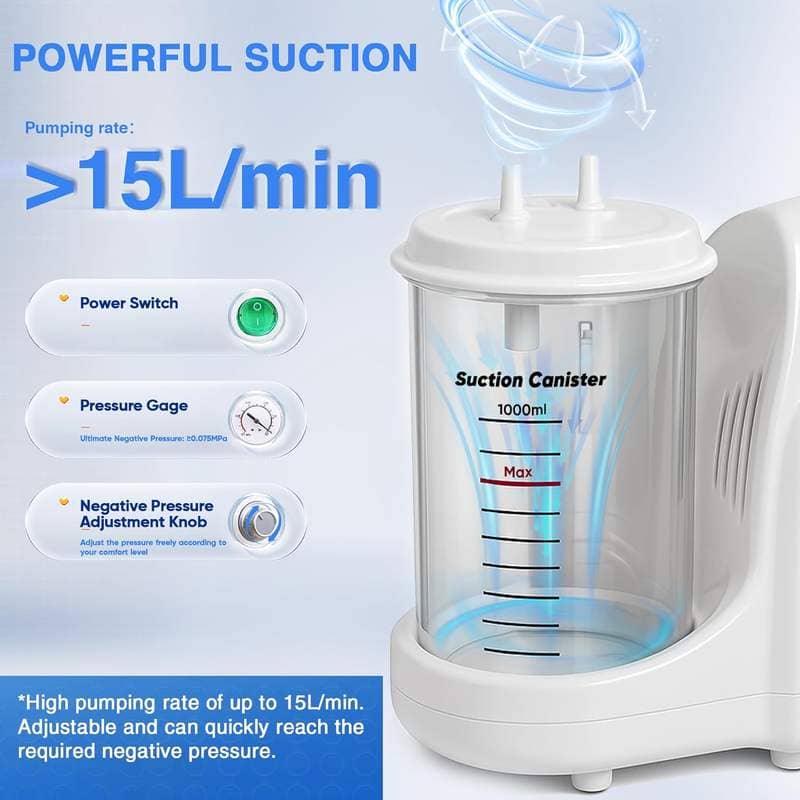Portable Veterinary Electric Suction Machine with 1000 mL Canister image 2