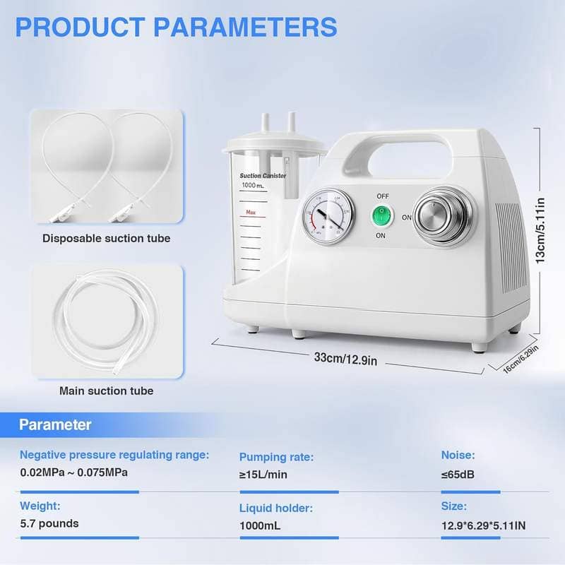 Portable Veterinary Electric Suction Machine with 1000 mL Canister image 3